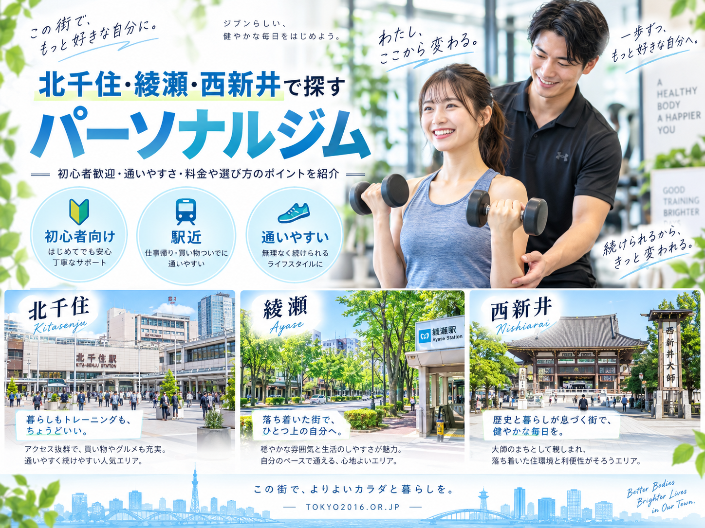 北千住・綾瀬・西新井のパーソナルジムおすすめ比較|料金・通いやすさ・目的別に選ぶ